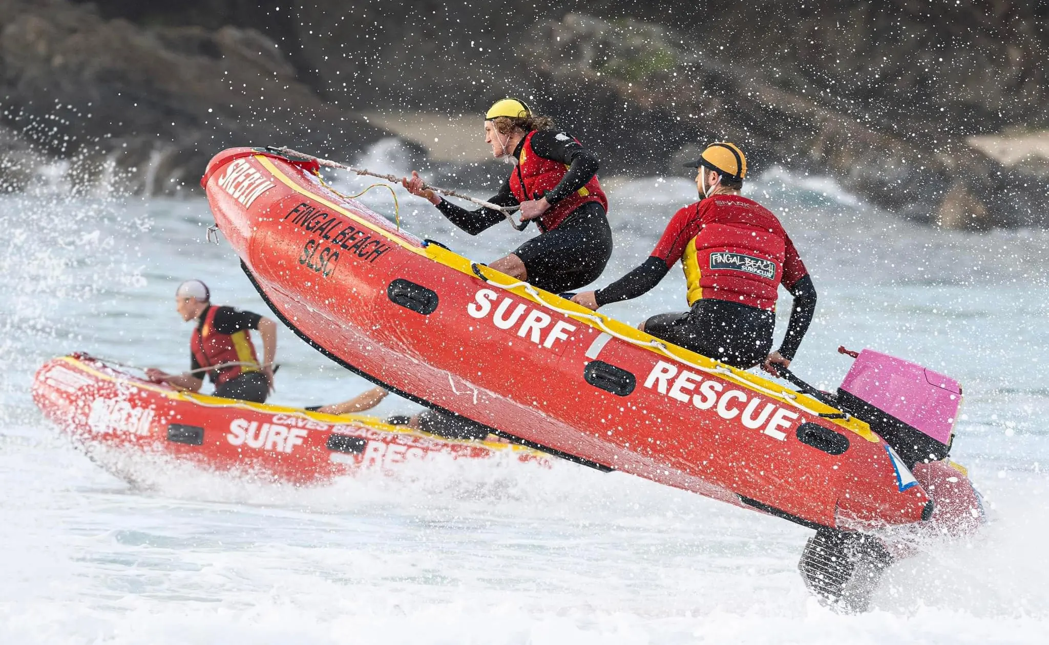 Fingal Beach SLSC Surf Sports competitors in action